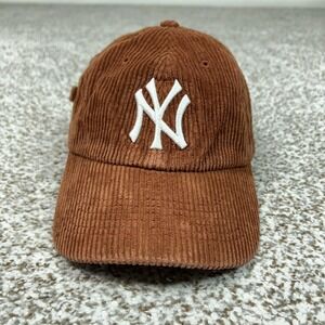 New York Yankees Hat Cap Strap Back Mens One Size Brown Corduroy MLB Baseball